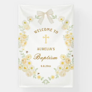Lona Marco de flores amarillas para bienvenida de bauti