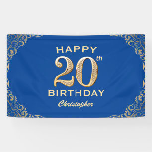 Lona Marco Purpurina azul y dorado de la fiesta de cump