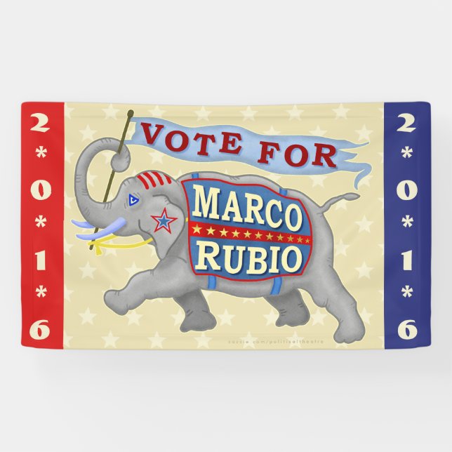 Lona Marco Rubio Presidente 2016 Elefante Republicano (Horizontal)