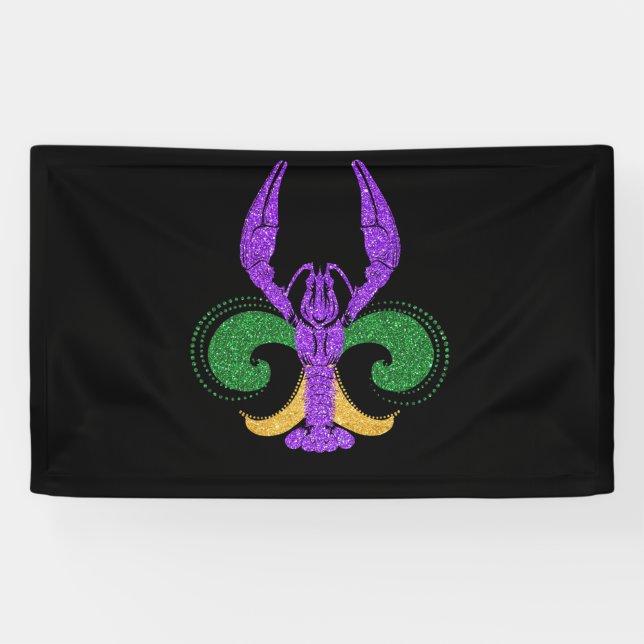 Lona Mardi Gras Fleur Lis Crawfish New Orleans (Horizontal)