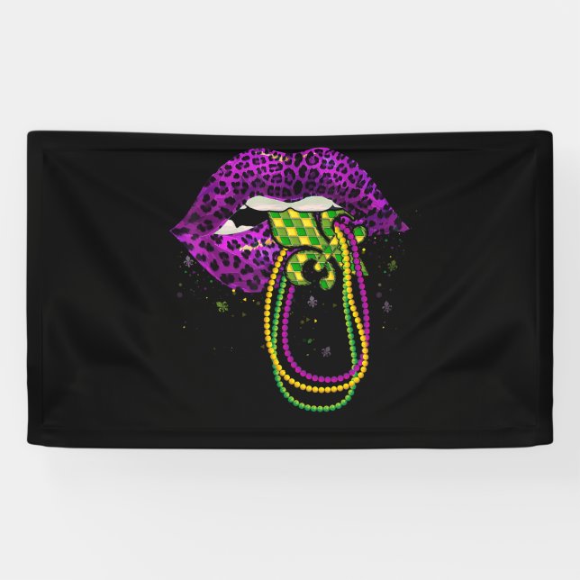Lona Mardi Gras Lips Queen Fat Bebe Martes Nueva Orlean (Horizontal)