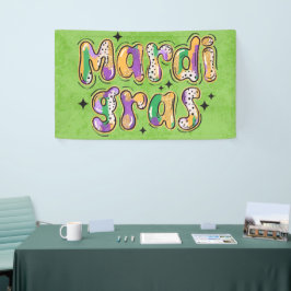 Lona Mardi Gras verde amarillo