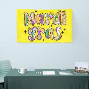 Lona Mardi Gras verde amarillo