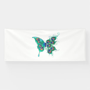 Lona Mariposa con plumas de pavo real verde