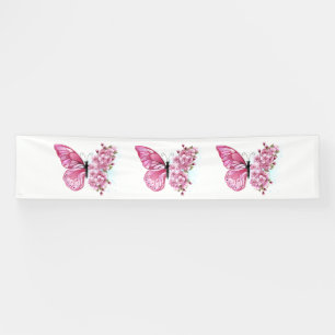 Lona Mariposa de flores con Sakura rosa