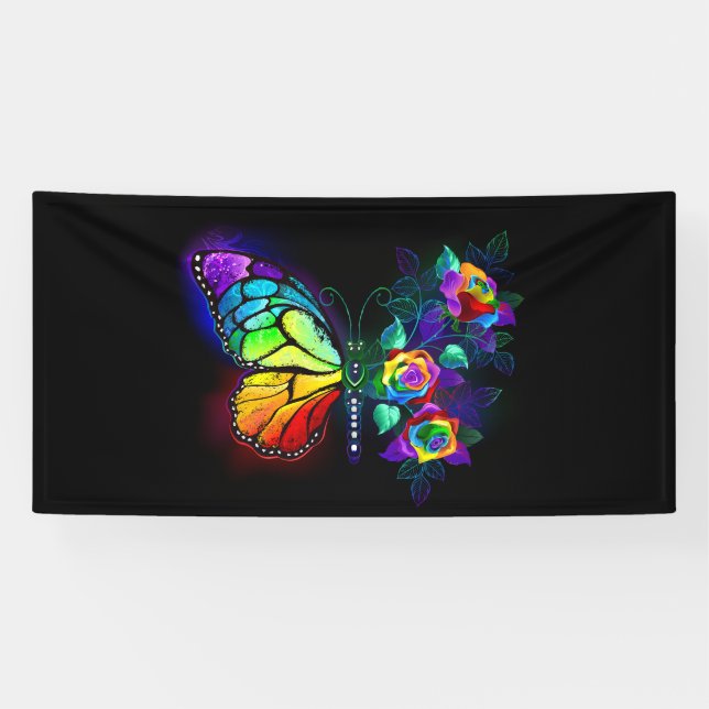 Lona Mariposa florida arcoiris (Horizontal)