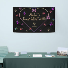 Lona mariposas dulces de corazón rosado dulce dulce 16 