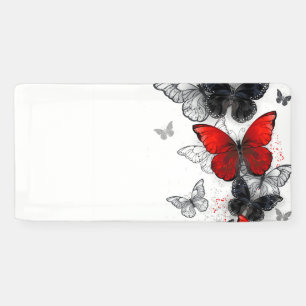 Lona Mariposas Morpho voladoras negras y rojas