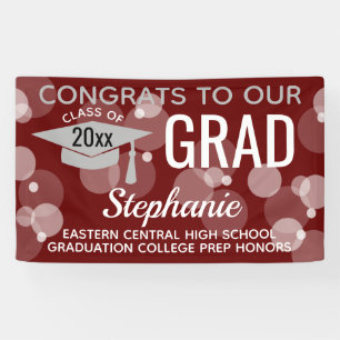 Lona Maroon Grey Modern Bubble Felicitaciones Graduaci