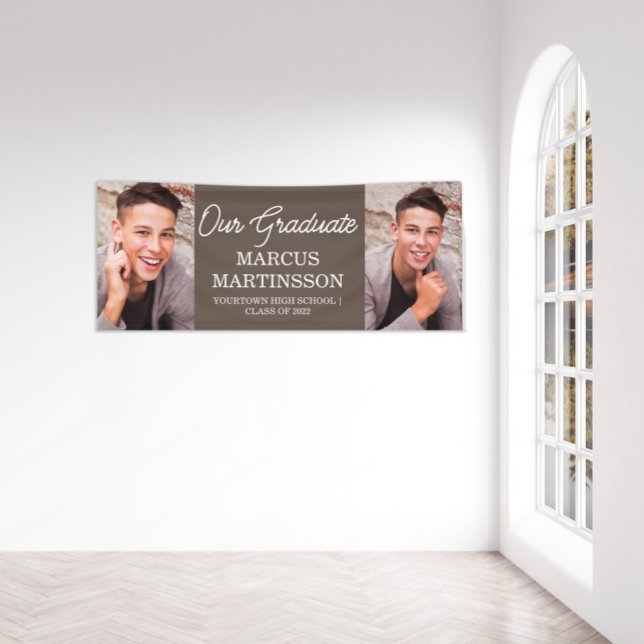 Lona Marrón 2 Foto Moderna Nuestra Graduación Graduada (Subido por el creador)