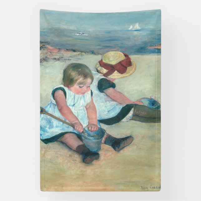 Lona Mary Cassatt - Niños jugando en la playa (Vertical)