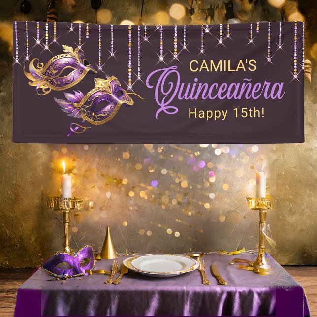 Lona Máscara de mascarada Quinceañera Purple Gold ID103 (Subido por el creador)