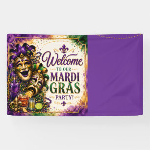 Lona Máscaras de Mardi Gras Fiesta de Purpura Verde y D