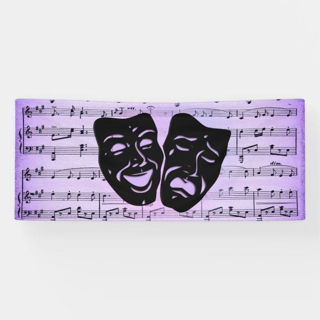 Lona Máscaras de teatro y música púrpura (Horizontal)