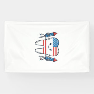 Lona Mascota de diente patriótico Diseño de vector de f