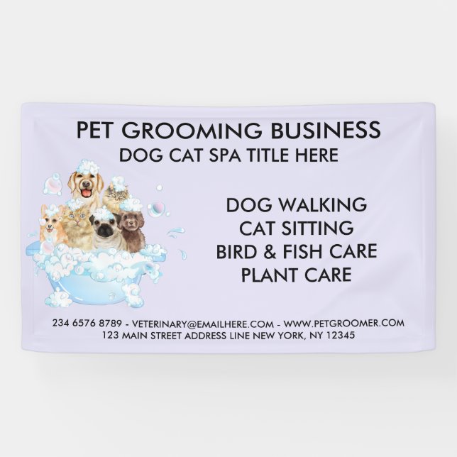 Lona Mascota Grooming Sitting Dog Cat Spa Baño (Horizontal)