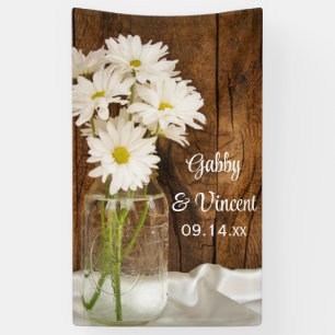 Lona Mason Jar y White Daisies Country Barn Boda