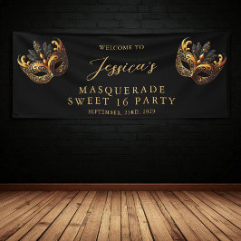 Lona Masquerade Black Gold Sweet 16 Birthday Welcome