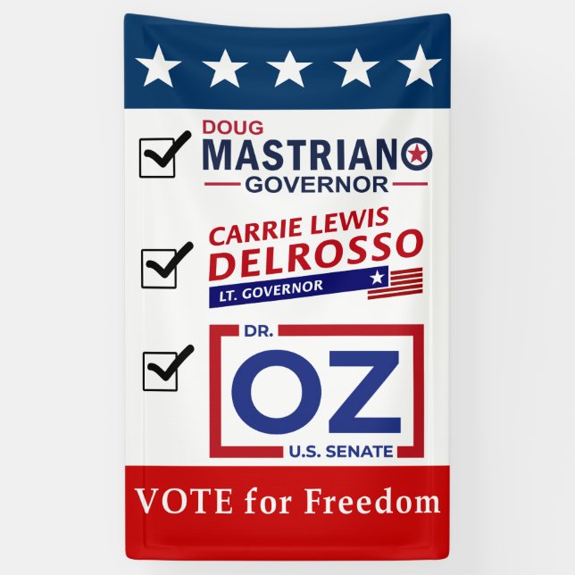 Lona Mastriano, DelRosso & Dr. OZ – 36×60 Freedom (Vertical)
