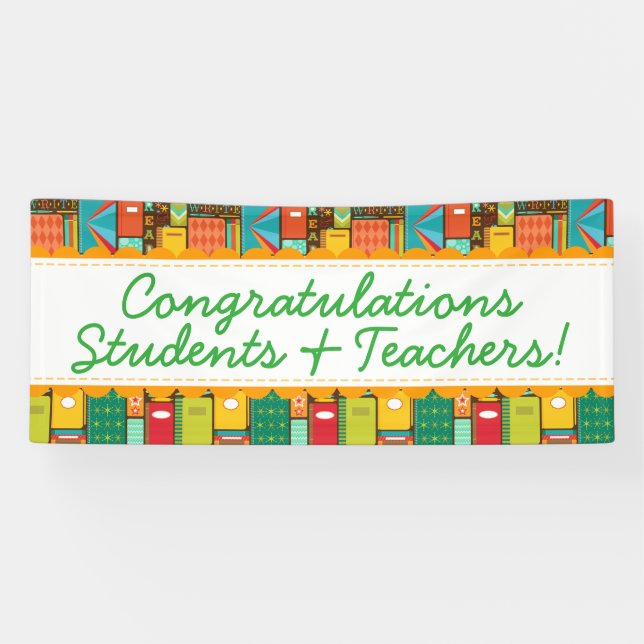 Lona Materia de los libros de escuela N - bandera de (Horizontal)