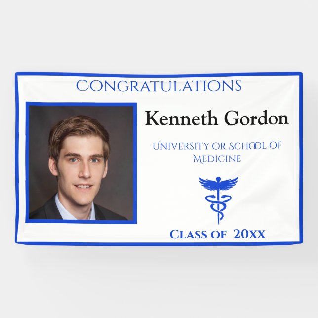 Lona Médica de Graduación Caduceus Purple NYU Universit (Horizontal)