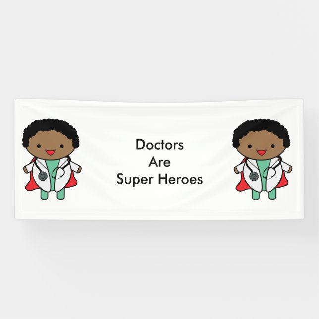Lona Médicas Super Hero Black Kawaii Personalizado (Horizontal)