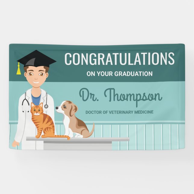 Lona Médico veterinario Graduate Vet DVM Felicitaciones (Horizontal)