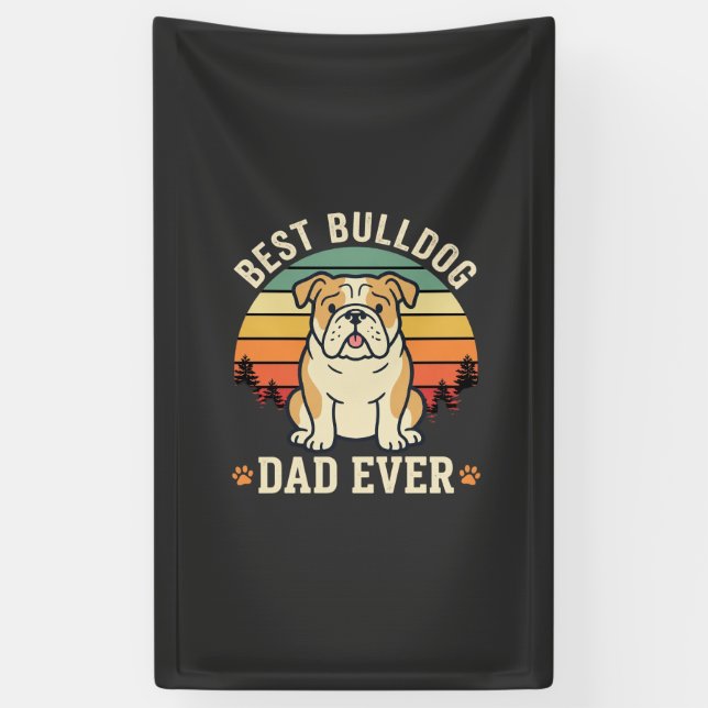 Lona Mejor papá Bulldog Retro Vector (Vertical)