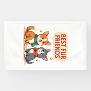 Lona Mejores amigos de pelaje vintage gato y perro de d