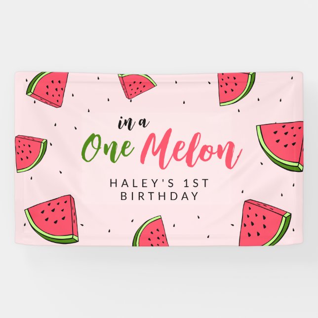 Lona Melón de agua dulce en melón primer cumpleaños de  (Horizontal)