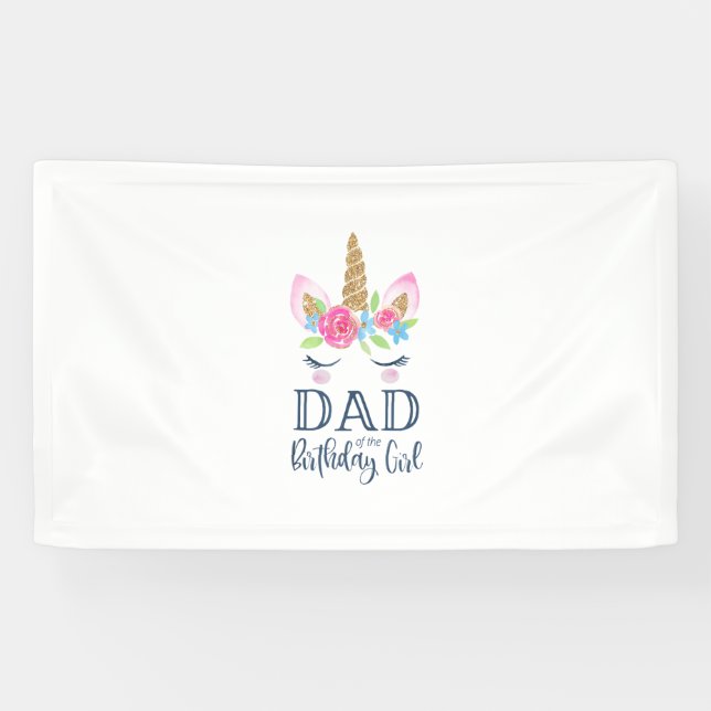 Lona Mens Unicorn Dad of the Birthday Girl Matching Par (Horizontal)