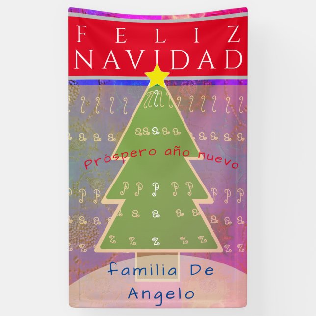 Lona Mensaje y nombre personalizados de "Feliz Navidad" (Vertical)