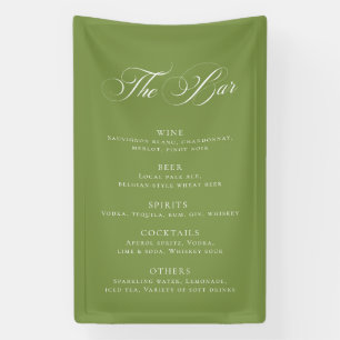 Lona Menú clásico de bar de boda verde Decoración de re
