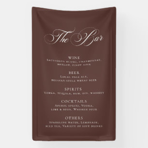 Lona Menú clásico de barra de bodas marrón Decoración d