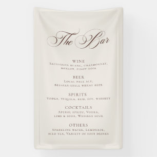 Lona Menú clásico de barra de bodas marrón Decoración d