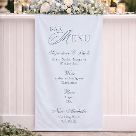 Lona Menú de Bar de Boda Elegante Polvoriento Azul