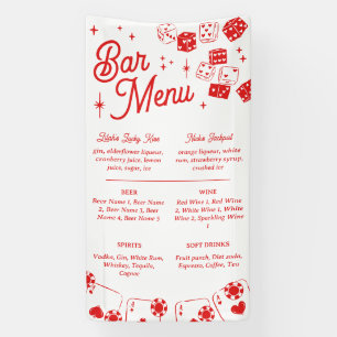 Lona Menú de Bar Rojo Suerte en el Amor Dados y Cartas