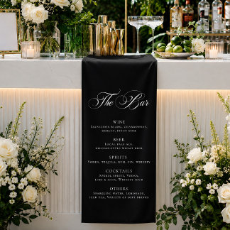 Lona Menú de barra de boda clásico negro Decoración de
