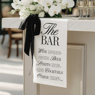 Lona Menú de barra de boda negro elegante decoración de