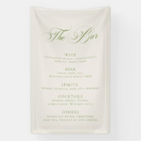 Menú de barra de boda verde clásico Decoración de