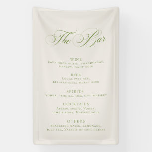 Lona Menú de barra de boda verde clásico Decoración de