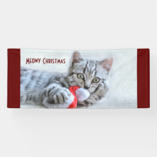 Lona Meowy Navidades cuelgan grisáceo gato