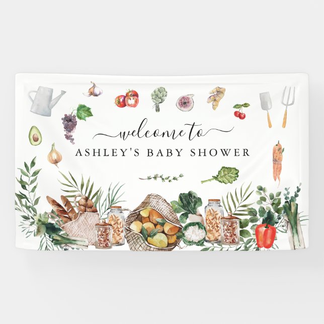 Lona Mercado de agricultores locales | BABY SHOWER (Horizontal)