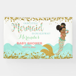 Lona Mermaid Chica afroamericano Coral Mint Gold