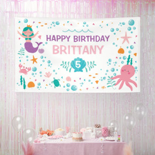 Lona Mermaid Under the Sea birthday banner