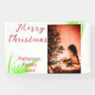 Lona Merry Bright Navidades agregan nombre de familia a