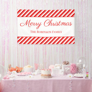 Lona Merry Christmas Pepperminmint Red Stripe Custom Na