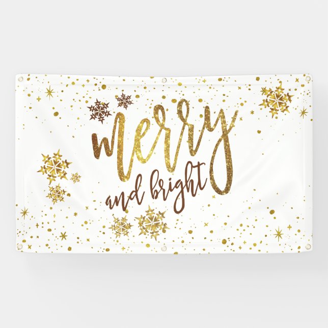 Lona Merry y Bright - Banner Fiesta Navidades (Horizontal)