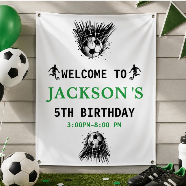 Lona ¡Meta! Fiesta de cumpleaños número 5 de fútbol (Goal! Soccer 5th Birthday Party Banner)