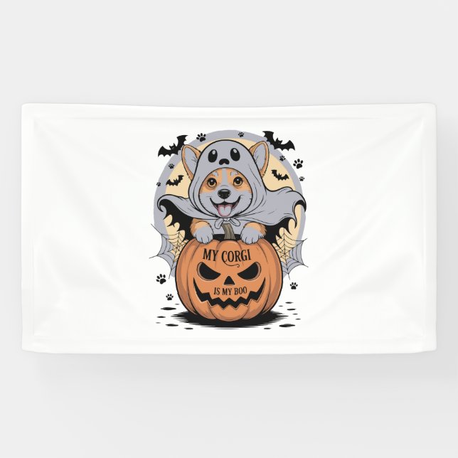 Lona Mi Corgi es mi Boo Halloween (Horizontal)
